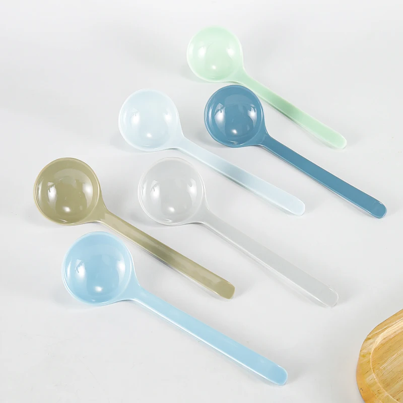 Cucharas de melamina de mango largo para uso comercial, cucharas de plástico para sopa de restaurante, cucharas para hot pot y turtle soup de noodle house