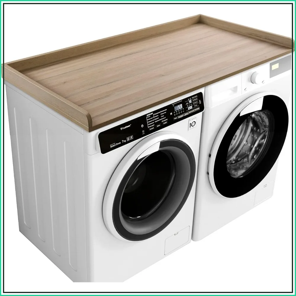 Washer Dryer Countertop Melamine with Edge Rails 27.5 x 54 in Laundry Room Oak Grey Tone