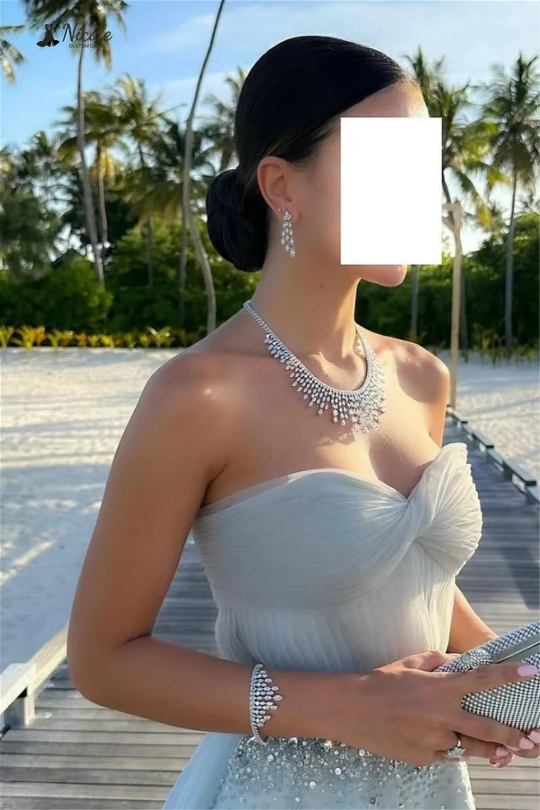 Nicole robes noires femme robes de soirée élégantes 2025 femme multicouche sur mesure ligne une épaules dénudées robe de bal