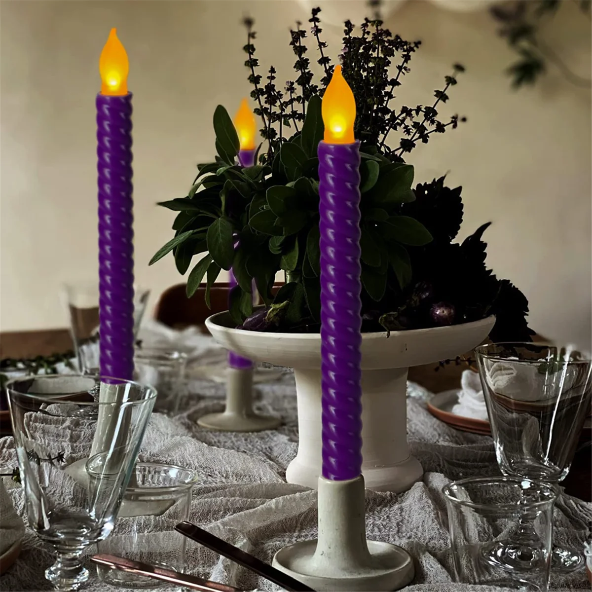 

KZQ-fLED Electronic Candle Lights Long Yellow Flash Simulation Long Pole Candle Birthday Wedding Decoration