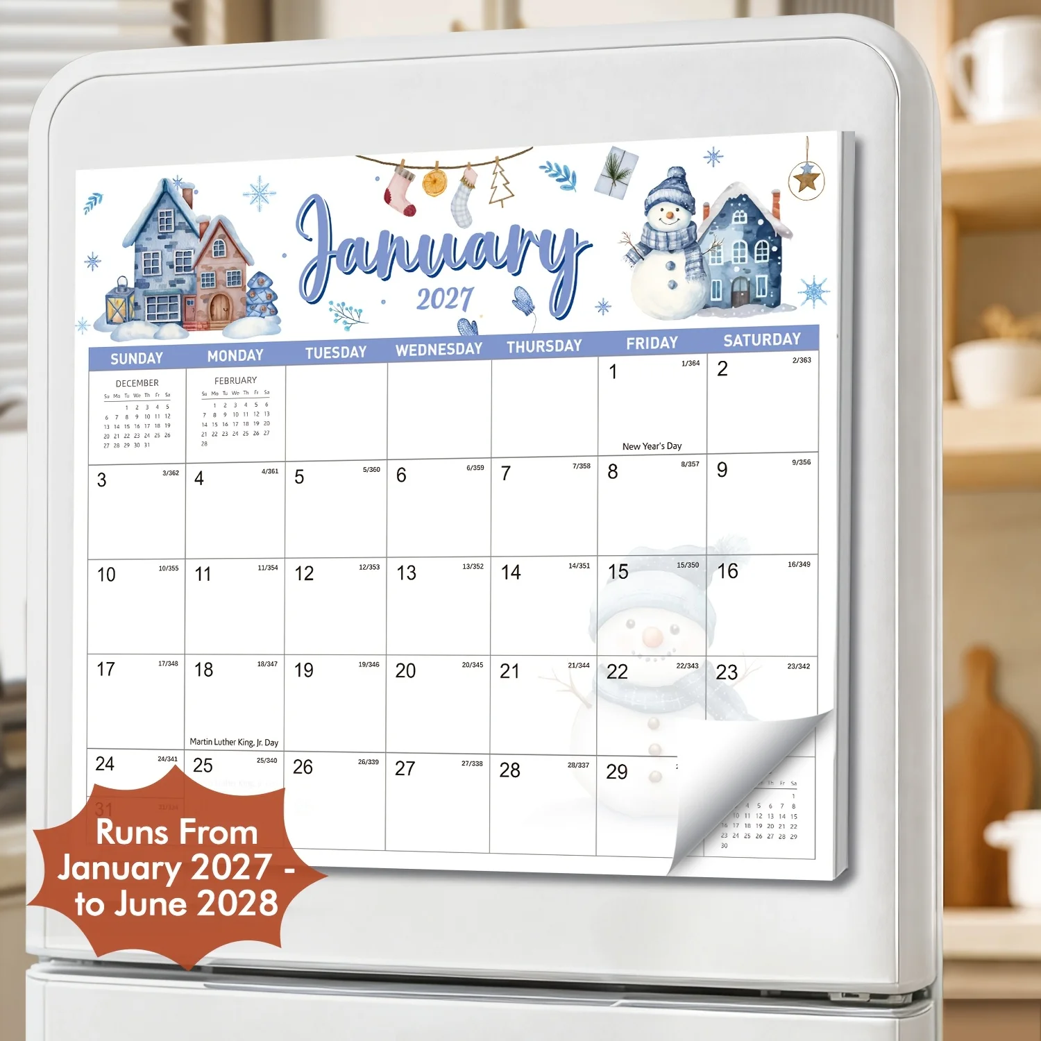 18 Monthly 2027 Magnetic Fridge Calendar Tear Off Pages Removable Magnetic Notepad Calendar for Home Family Schedule Tracking