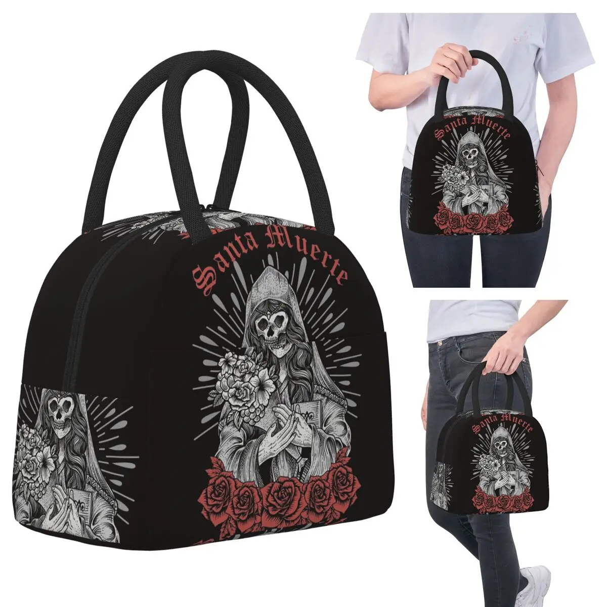 

Santa Muerte испанская изолированная сумка для обеда для женщин офисный холодильник термоящик для еды сумка портативный ланч-боксы контейнер