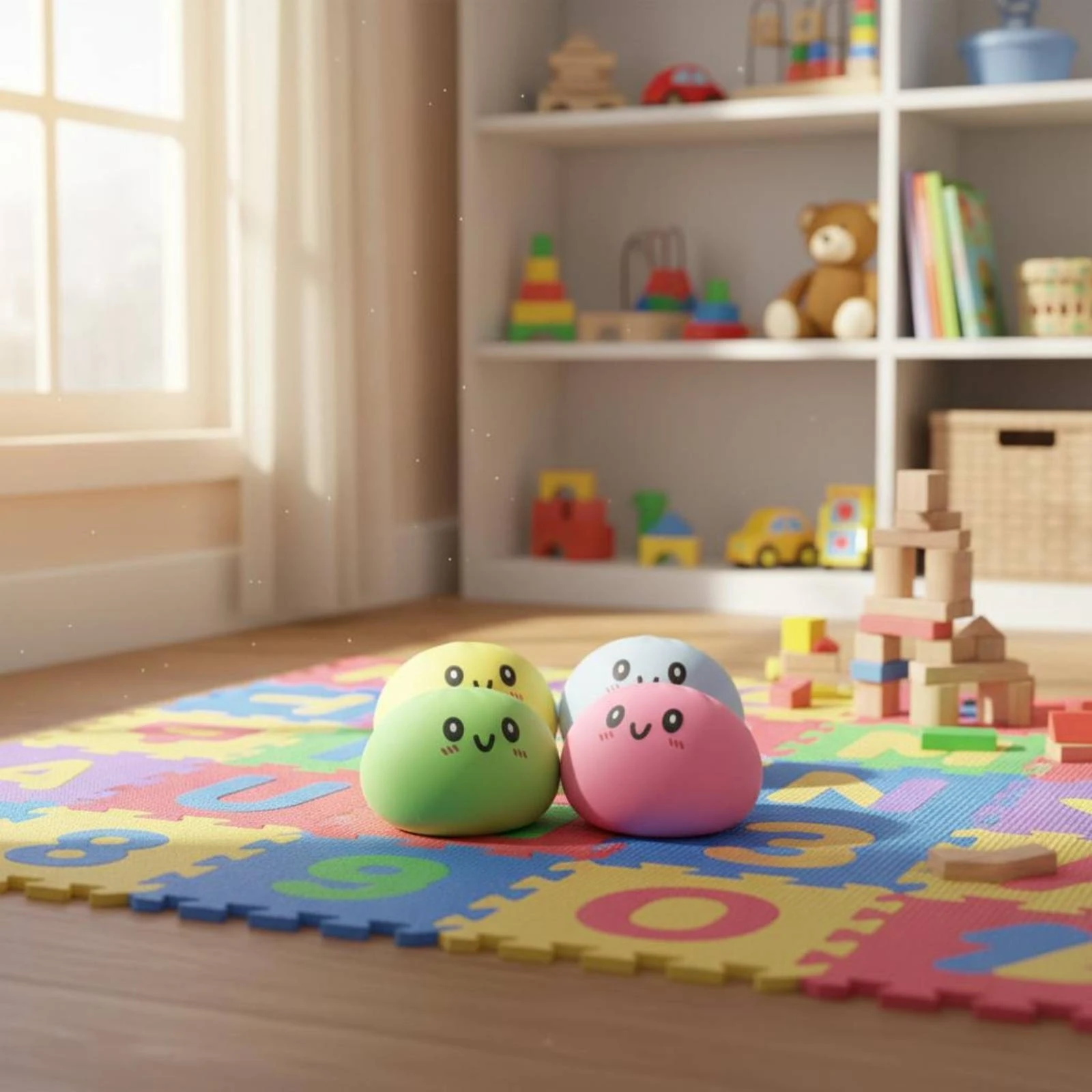 4 Pieces Steamed Bun Toy Boxed Set Squishy Bun Toy Cartoon Figure Soft Rounded