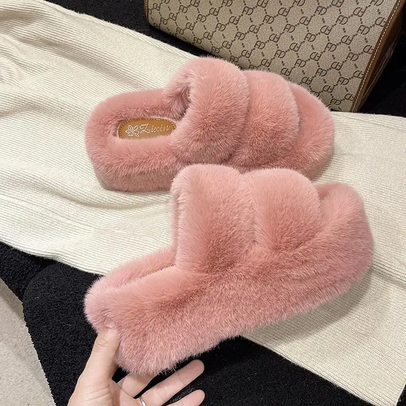 

Winter Thi Bot Plu Slippers Indoor Office Wearable Women's Faion Spring Autumn Home Comfortable High Heel Slippers