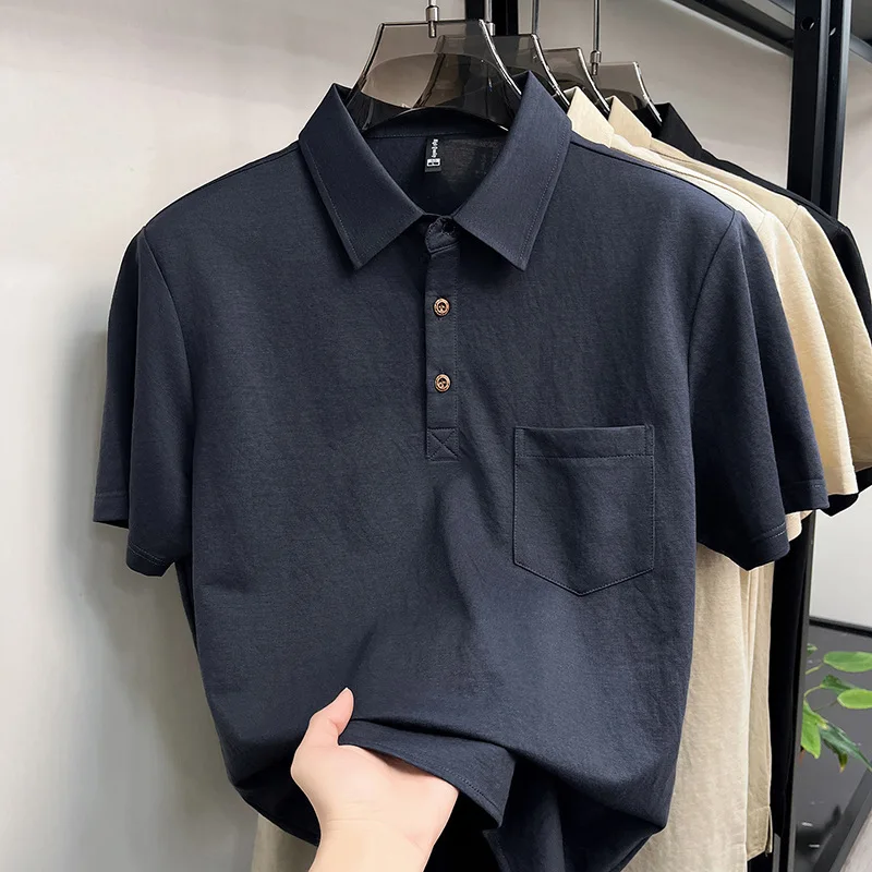Linen Cotton Short-sleeved Men's 2026 Summer New Casual Real Pocket Breathable Men's T-shirt