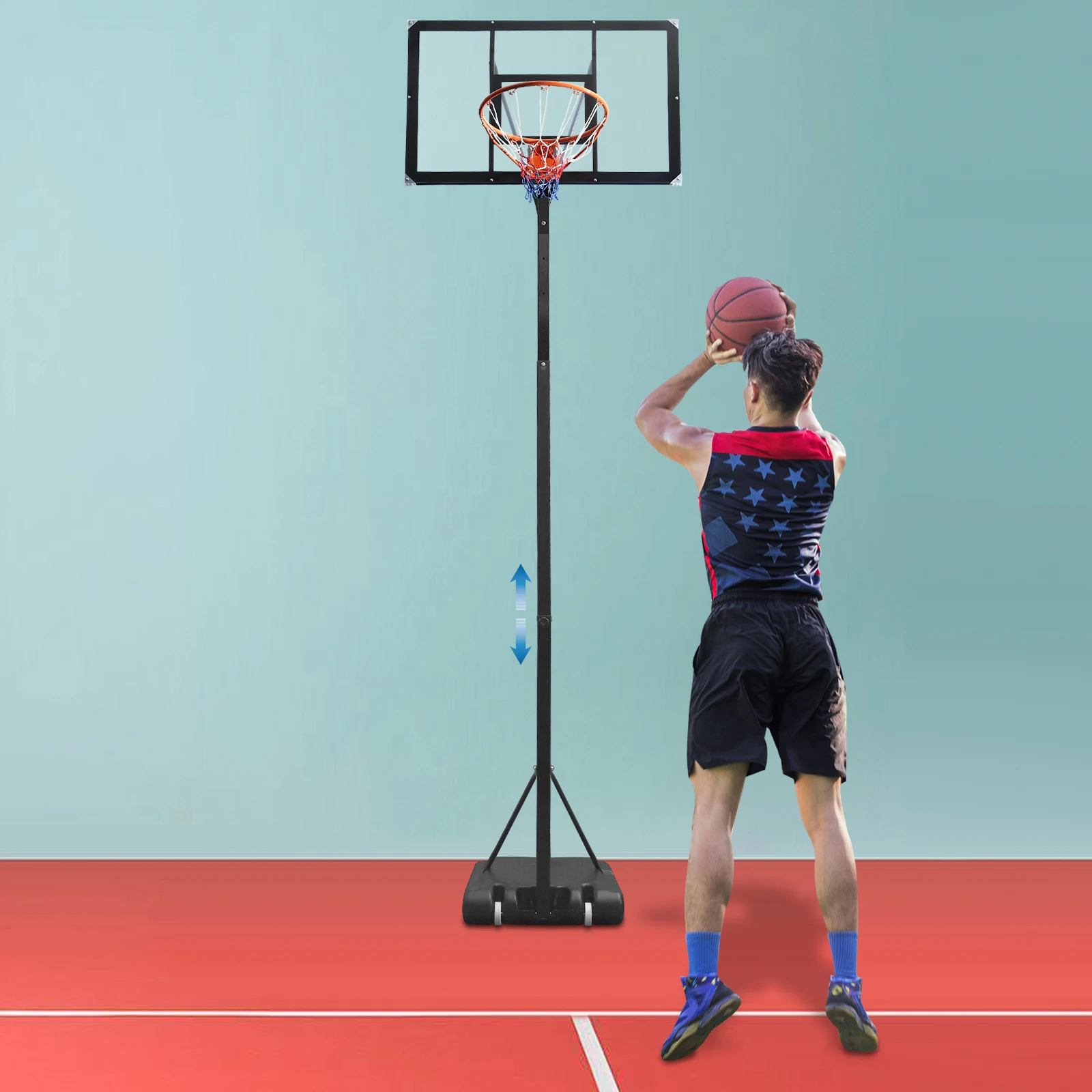 Portable Basketball Hoop Stand, Adjustable Height Portable Backboard System, Kids & Adults Basketball Set