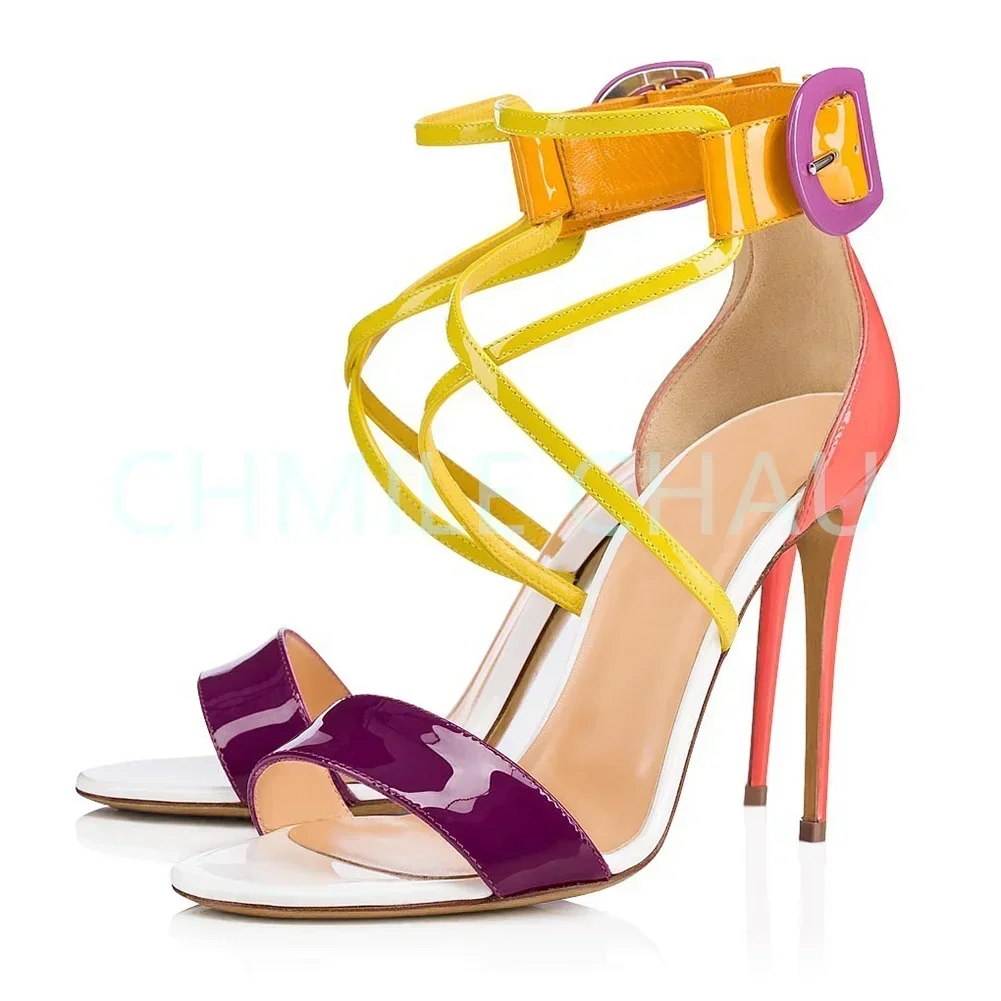 

【Measure your feet length before order】Luxury Designer Women Sandal Stiletto High Heel Strappy Sexy Fetish Party Shoe 32-CHC-31