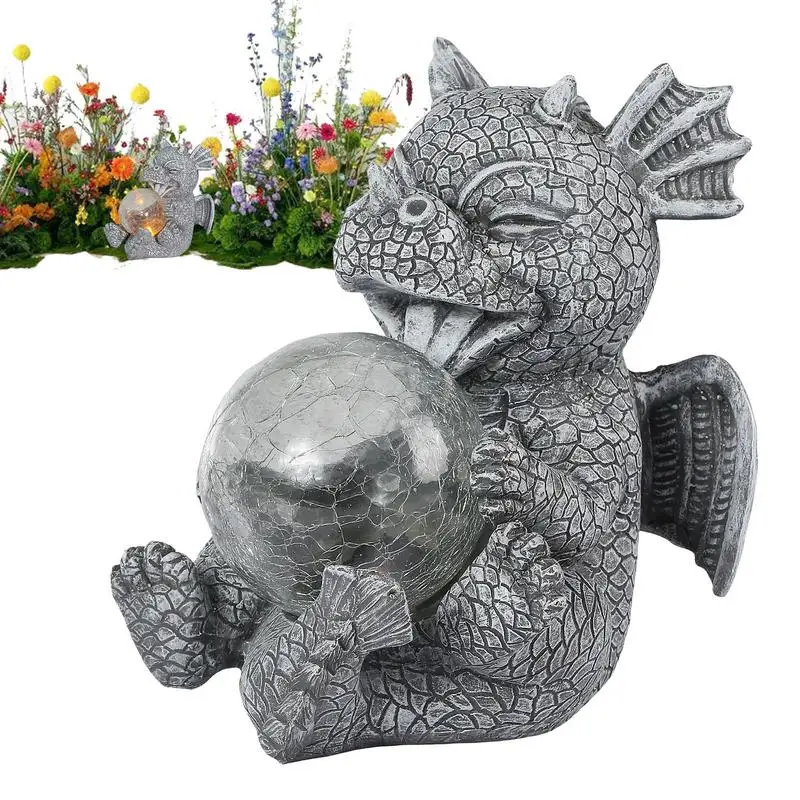 

Dragon Figurine Resin Yard Sculpture Outdoor Dinosaur Statue Dragon Figurines Sculpture With Light For Yard Garden Decoration