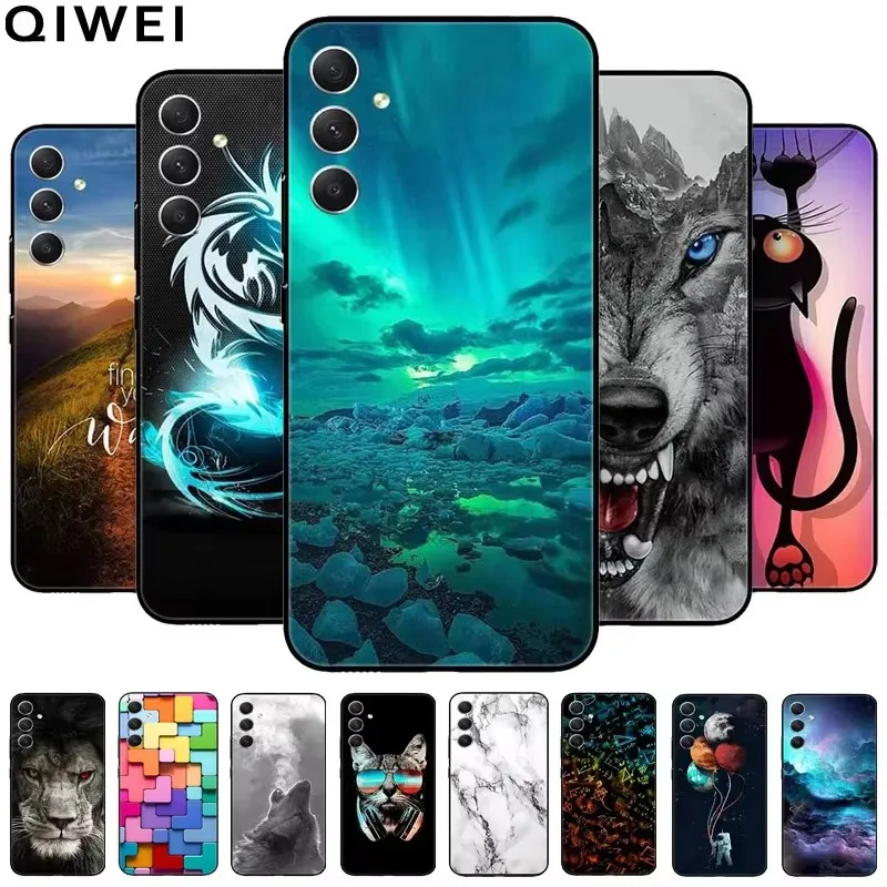 For Galaxy A14 A54 5G Case A34 Wolf Lions Painted Soft TPU Silicone Back Covers for Samsung Galxy A14 4G Phone Cases A 14 2023