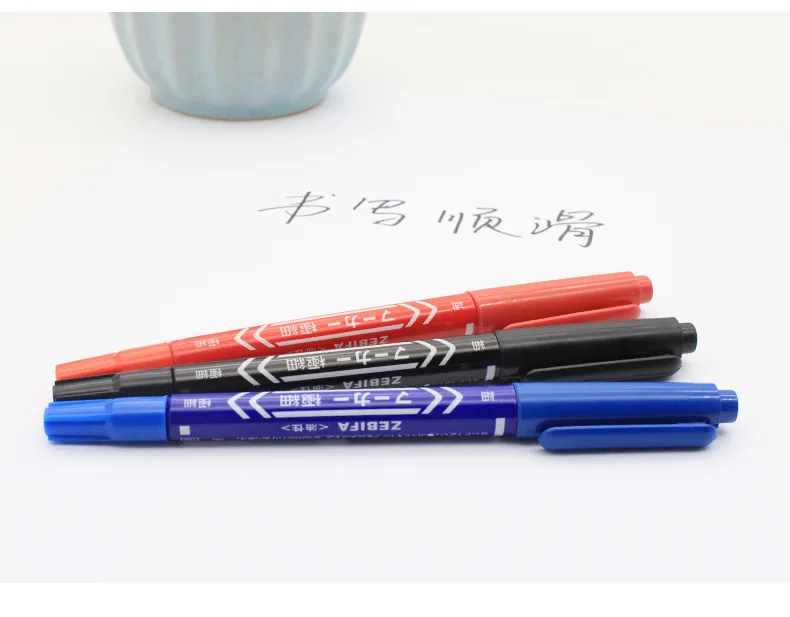 10 stücke Doppel Spitze Permanent Quick Dry Marker Stift Wasserdicht Ölige Feine Spitze Schwarz Malerei Marker Glas Kritzeln Stift DIY zeichnung – Detail 7