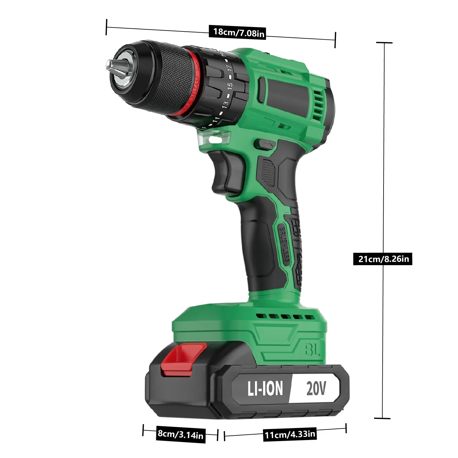 

20V Cordless Impact Drill Brushless Motor Electric Screwdriver 13mm Metal Chuck Support Drop Shipping,Local