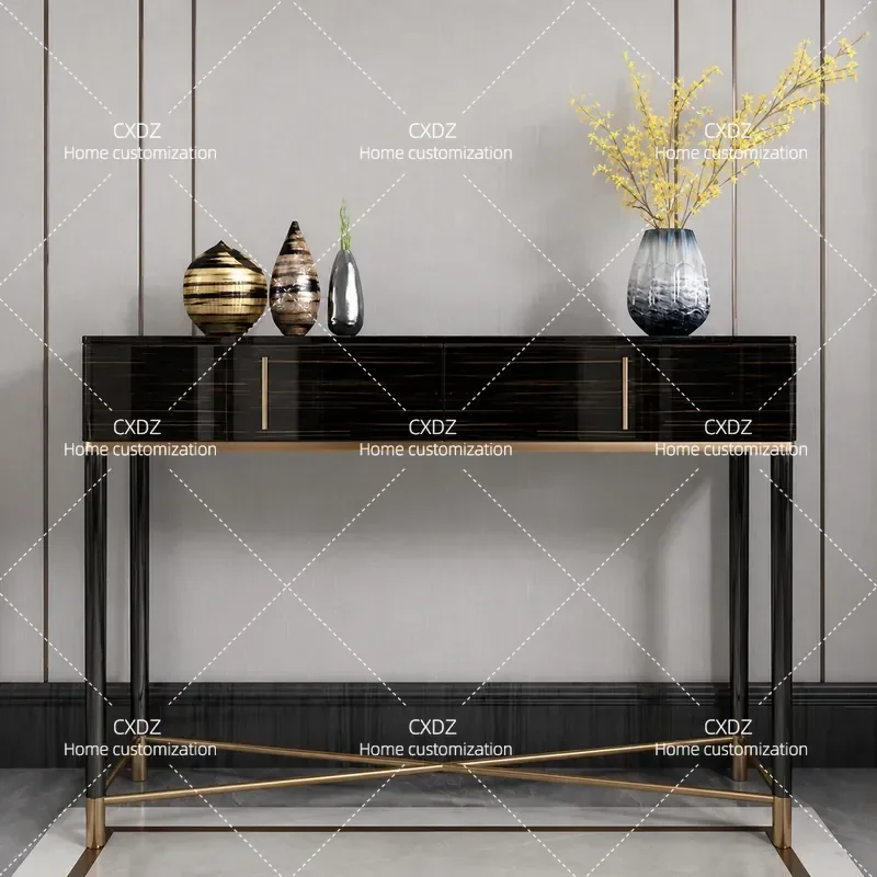 Solid Wood Entryway Table Modern Simple Console Table Decorative Entrance Cabinet Dining Side Table for Living Room Hallway