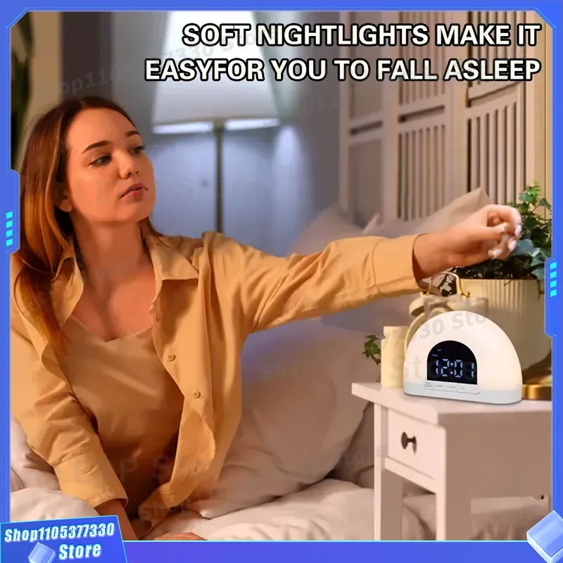 Smart Digital Desk Clock Sunrise Alarm Light Wake Up Lamp for Bedroom Living Room Office Kitchen Suitable for Kids Adults