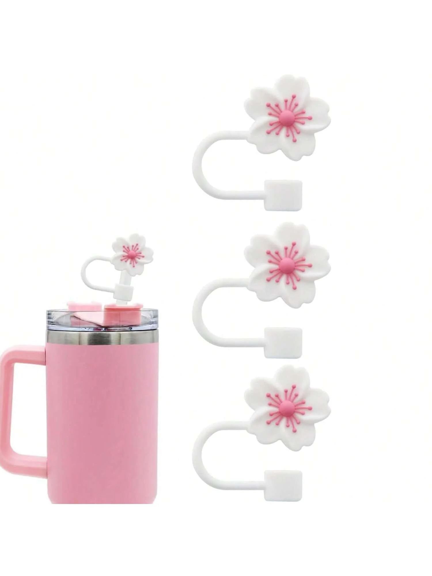 Couvercles de paille en Silicone à fleurs pour tasse Stanley, mignon en forme de fleur, capuchon anti-poussière pour boire, pointes de paille, accessoires de tasse