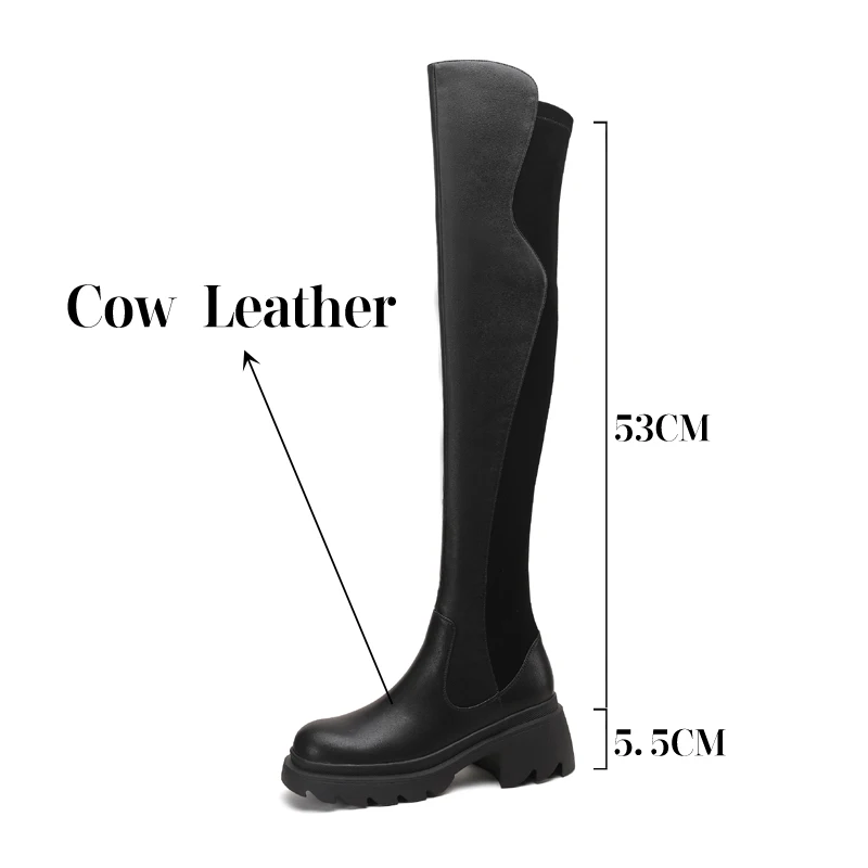 TULING JUN 2023 Winter Concise Famale Round Head Solid Color Elegant Over-The-Knee High Heels Shoes For Womens Y-SYG1120