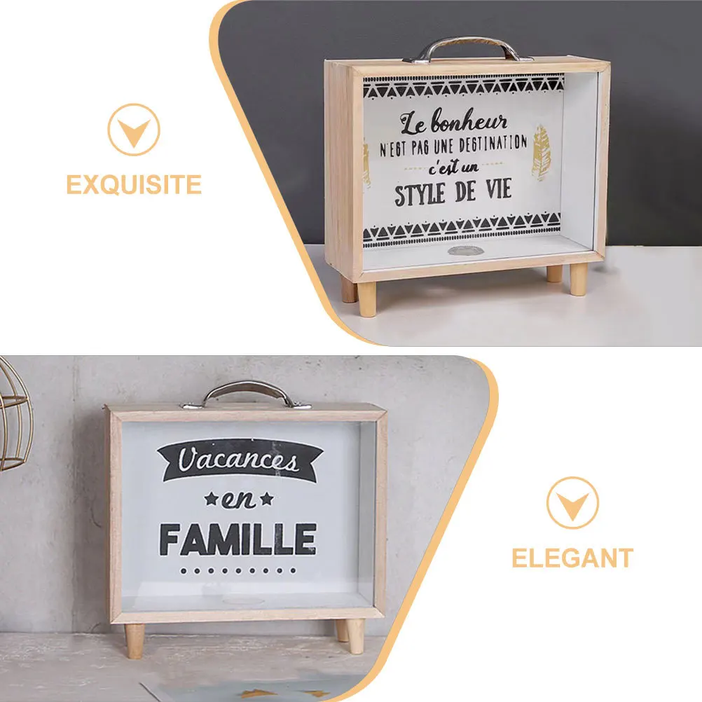 2 pièces cadre en bois tirelire polyvalent fenêtre transparente banque de monnaie boîte d'économie d'argent enfants adultes stockage de bureau à domicile