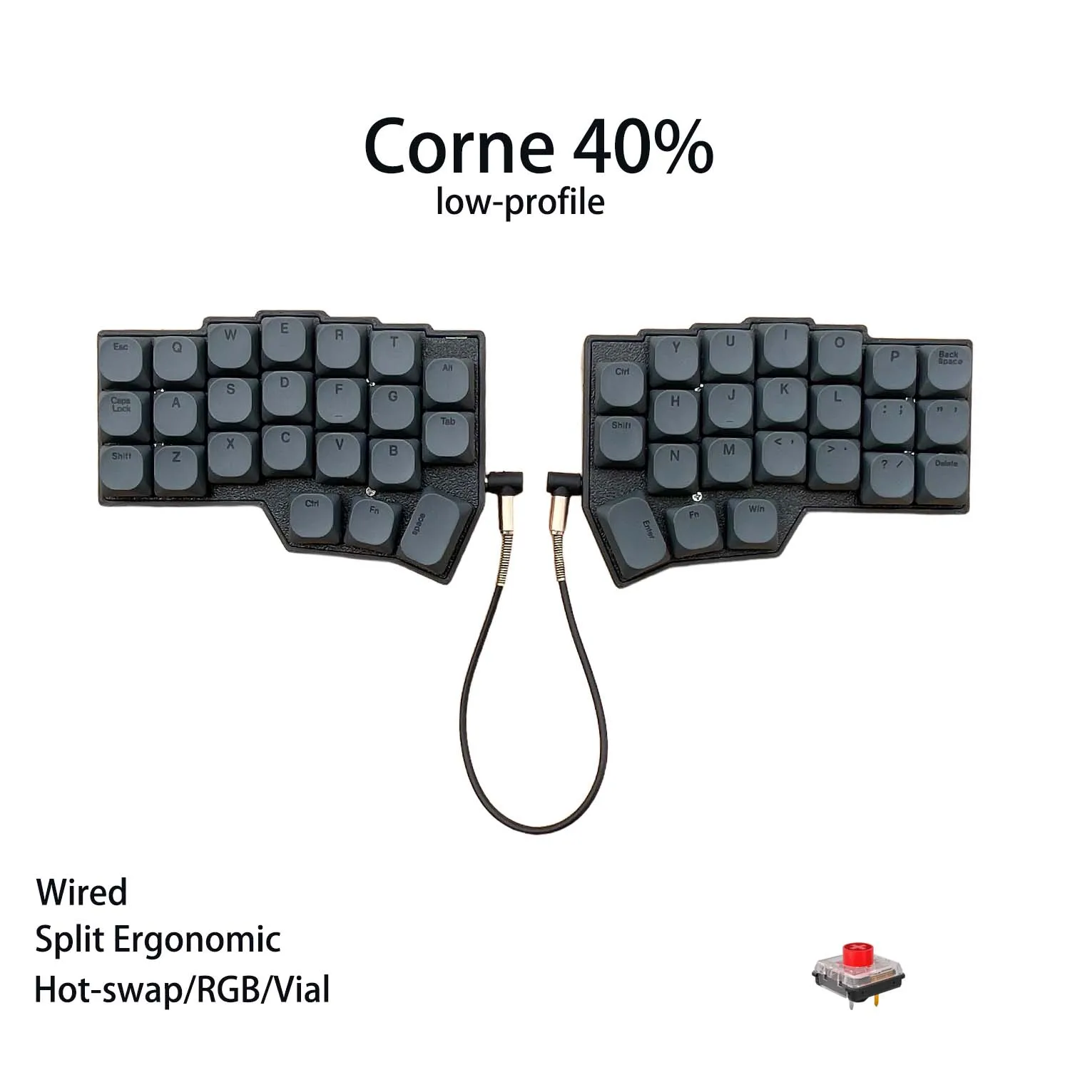 CHOC Corne Laag profiel gesplitst mechanisch toetsenbord Bedraad Hot-swap Kaih Chocalate V1/V2 Schakelaar Bedraad RGB VIAL Programmeerbaar