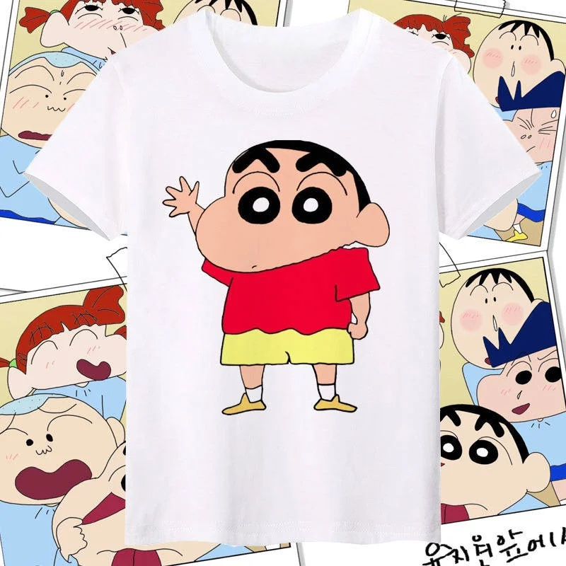 Crayon Shin Chan All Characters Print T Shirt Men Women Cute Cartoon Casual Short Sleeve Anime Tee Top