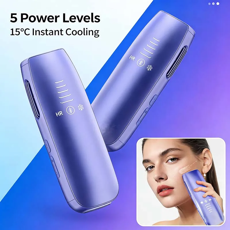 Portable IPL Laser Hair Removal Device Painless Permanent Ice Cooling Hair Remover Machine for Home Body Use