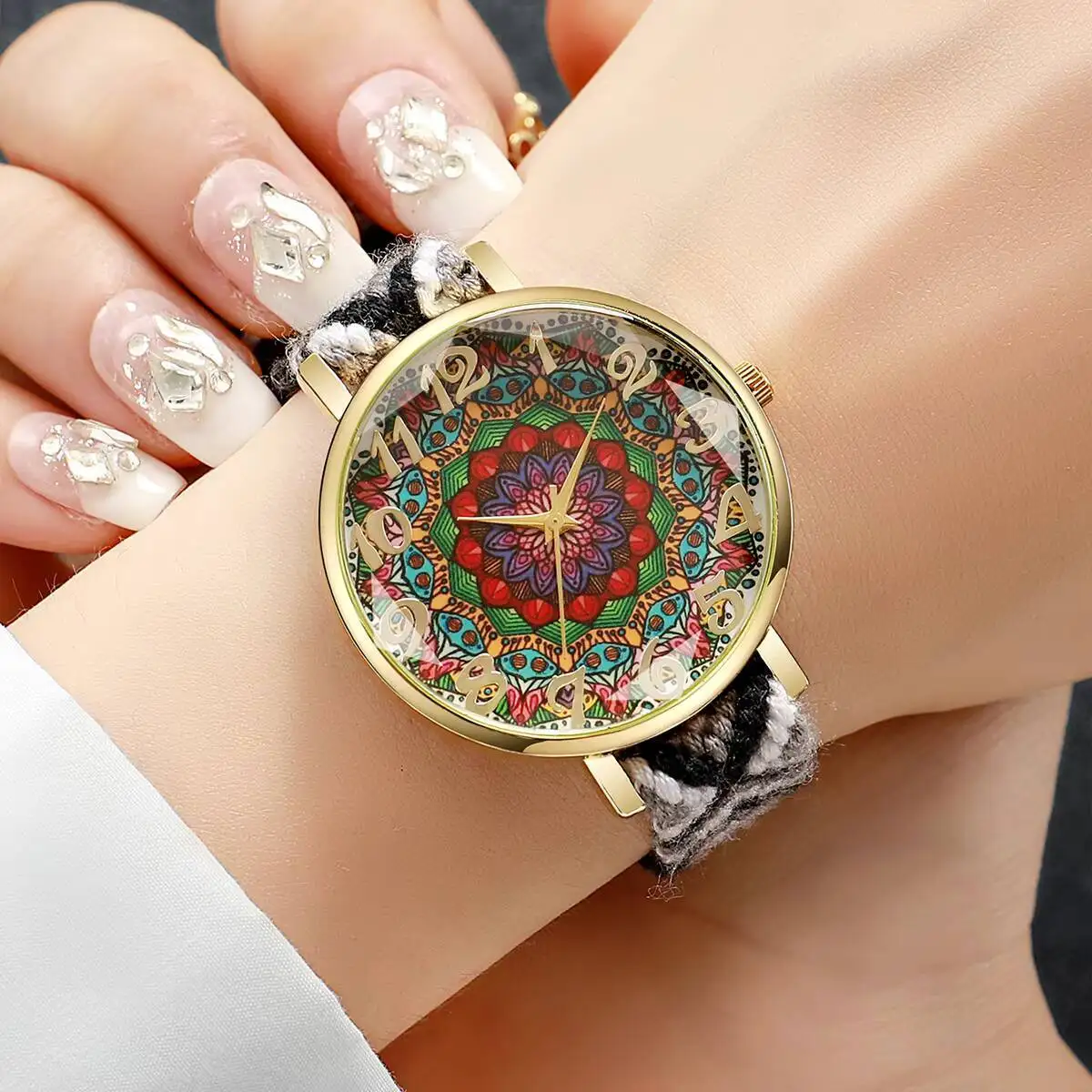 1/5PCS Fashion Woven Strap Women Watches Vintage Arabic Numeral Dial Quartz Watches For Ladies Clock Reloj Mujer（Without Box）