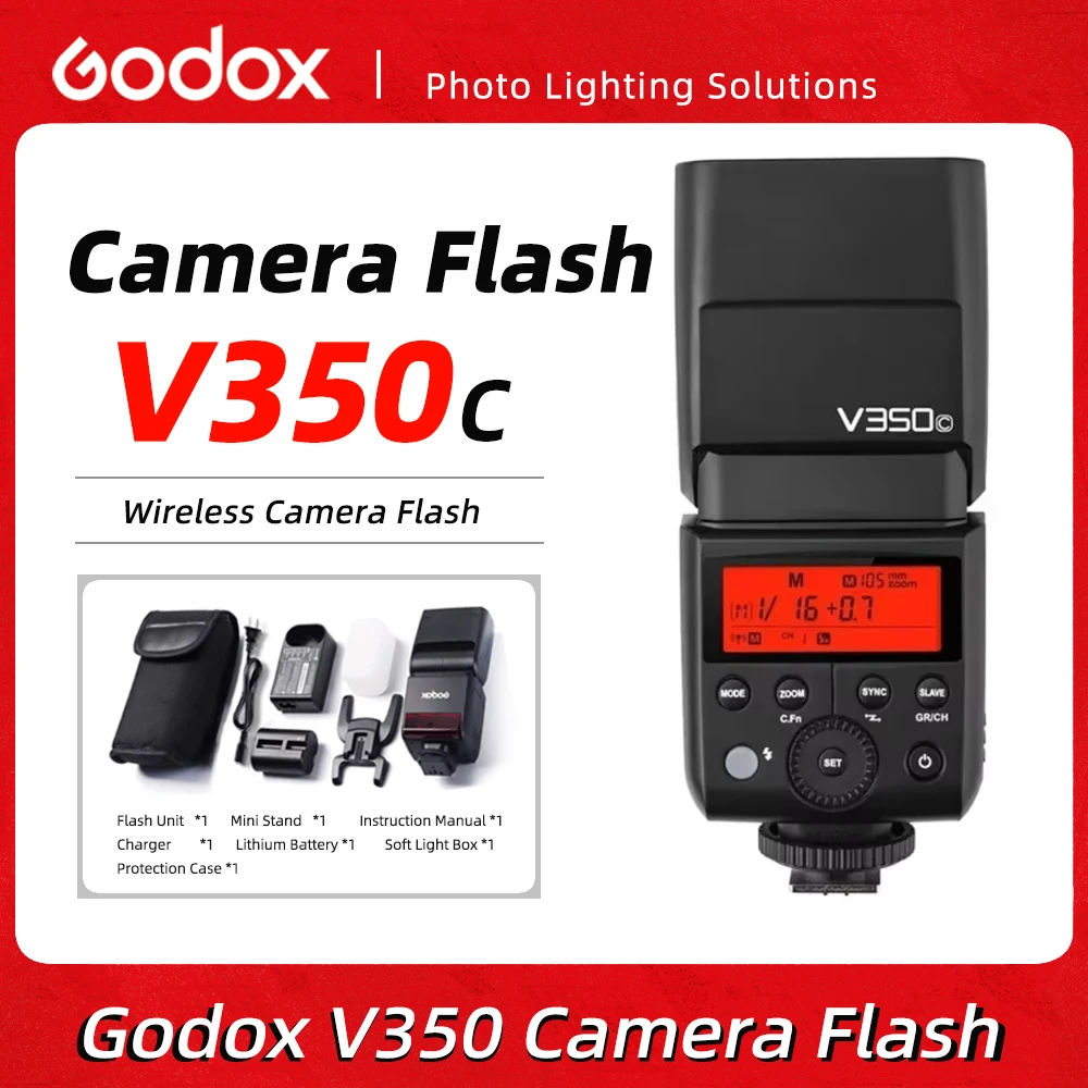 

Godox V350 Camera Flash TTL HSS Speedlite Flash with Built-in Lithium Battery for Canon Nikon Sony Fuji Olympus Cameras