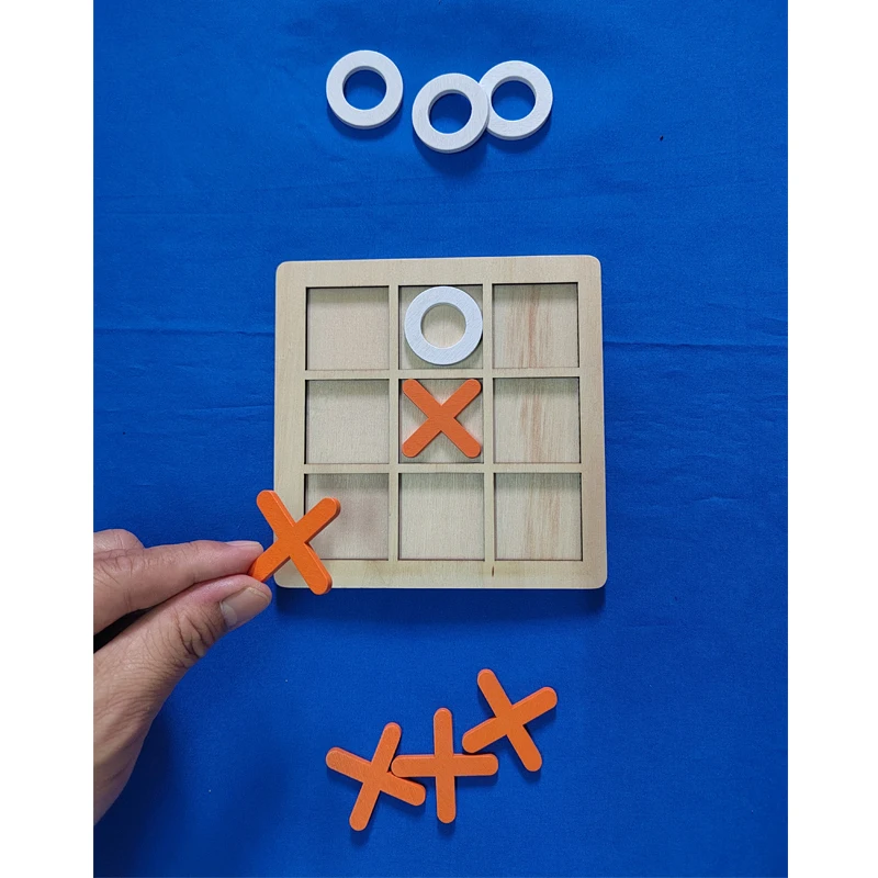 

Solid Wooden Tic Tac Toe Board Game - Perfect for Family Fun and Backyard Entertainment!