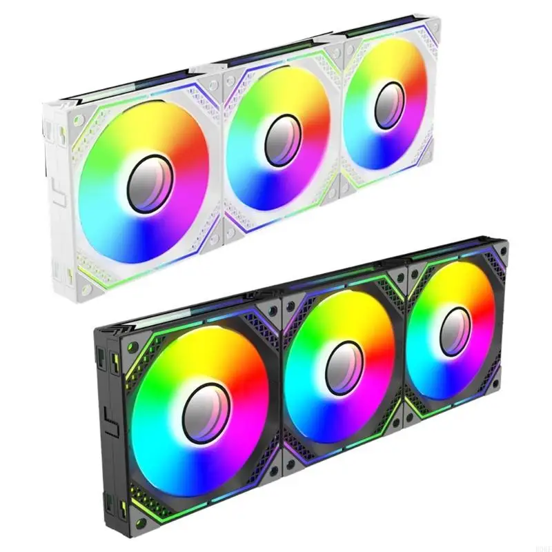 

B0KF 3pcs/Set 4Pin PWM Fans Hydraulic Bearing ARGB CPU Fans Shock Absorption Low Noise and Efficient