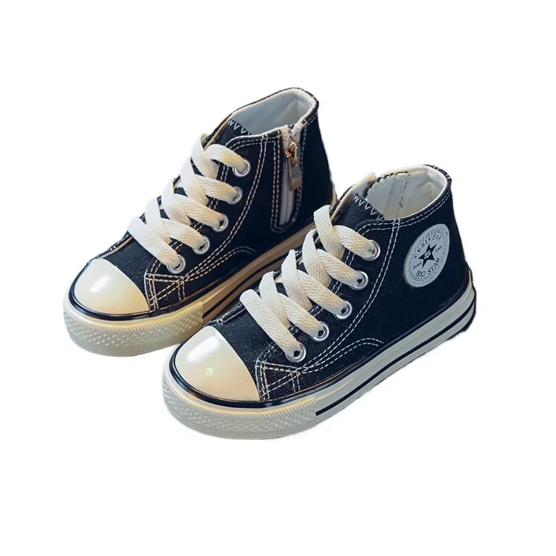 

Детская студенческая обувь в корейском стиле, обувь для родителей и детей, новая весенняя детская парусиновая обувь с высоким берцем, маленькая и средняя обувь