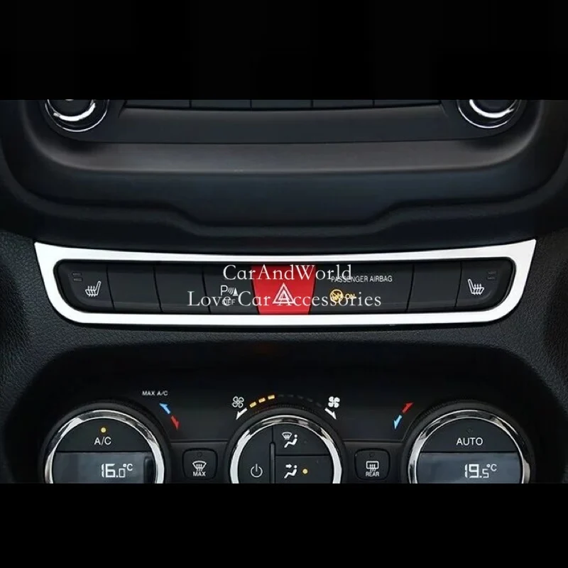 For JEEP Renegade Auto Interior Emergency Light Switch CD Panel Decoration Frame Cover 2015 2016 2017 stickers Car Accessories