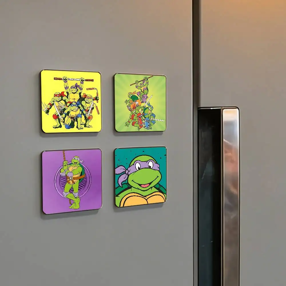 Anime N-Ninja Cool T-Turtles Kühlschrankmagnet, personalisierter Kühlschrankmagnet, quadratische Form, Dekoration für Kühlschrank, Wand, Tür