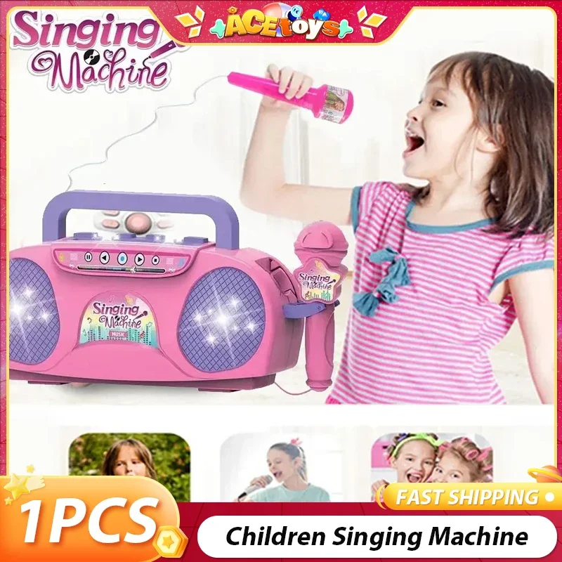 Máquina de canto para chico, Educación Temprana portátil con luz, alta calidad de sonido, micrófono de Karaoke, instrumento musical, juguetes para chico