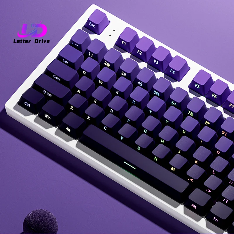 Farbverlauf Lila Double-Shot PBT Tastenkappen OEM-Profil Seitendruck RGB-Hintergrundbeleuchtung 135 Tasten für Cherry MX Switches Gaming-Tastatur