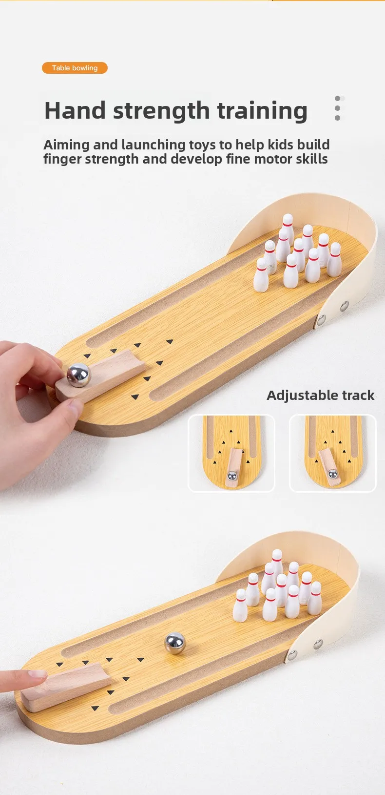لعبة البولينج الخشبية التعليمية الصغيرة للأطفال - لعبة ممتعة بين الوالدين والطفل لتخفيف التوتر والتفاعل الإبداعي #5