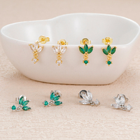 Fashion Multicolor Crystal Stainless Steel Crown Earrings for Women Horse Eye Zircon Geometry Stud Earring Luxury Jewelry aretes