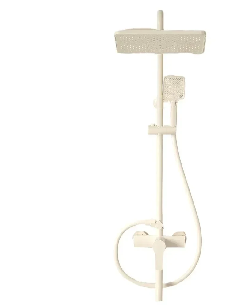 

CS Cream Wind White Thermostatic Shower Set Bathroom Home Piano Keys Rain Flower Sunscreen Spray