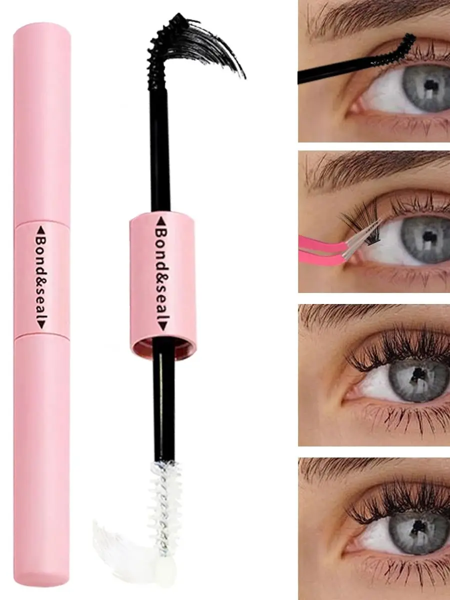 Wasserdichtes Wimpernverlängerungsset mit Pinsel und Pinzette, schwarzer, schnell trocknender Kleber, 72-Stunden-Halt, komfortables Applikatorwerkzeug