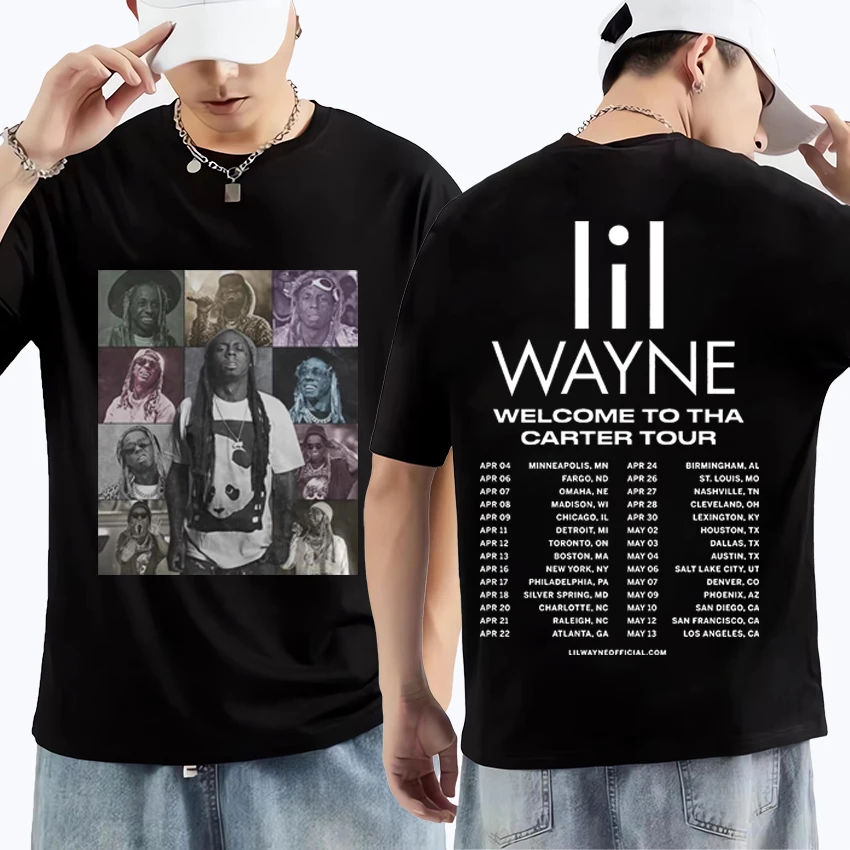 

Rapper Lil Wayne Album Tour Print Man women T Shirts Hip Hop Oversized black short sleeve t-shirt Unisex Pure Cotton print Tops