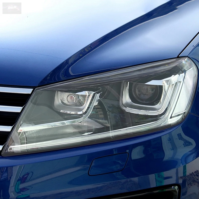 For Volkswagen VW Touareg 7P CR 2011-On Accessories 2Pcs Car Headlight Protective Film Restoration Transparent Black TPU Sticker