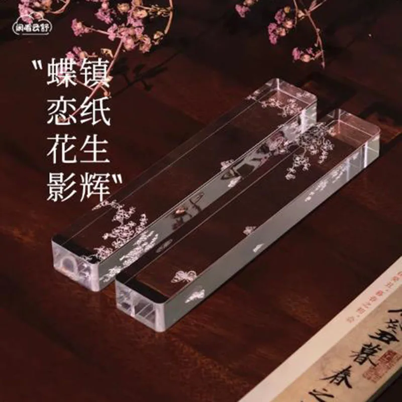 Clear Acrylic Paperweight Calligraphy Tool– Multi-functional Desk Tool for Painting & Writing