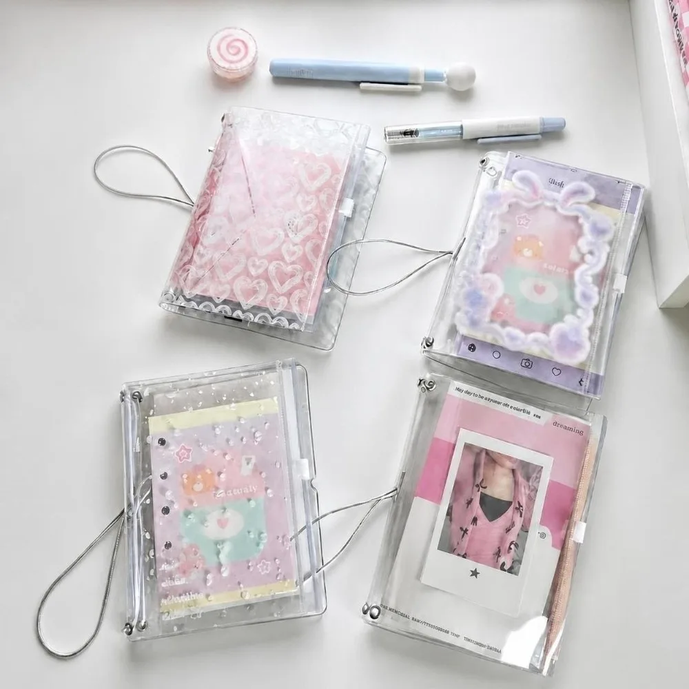 Durable PVC TN Notebook Cover Polka Dots Print Clear Travel Notebook Sleeve with Zipper Pocket Ins Journal Cover