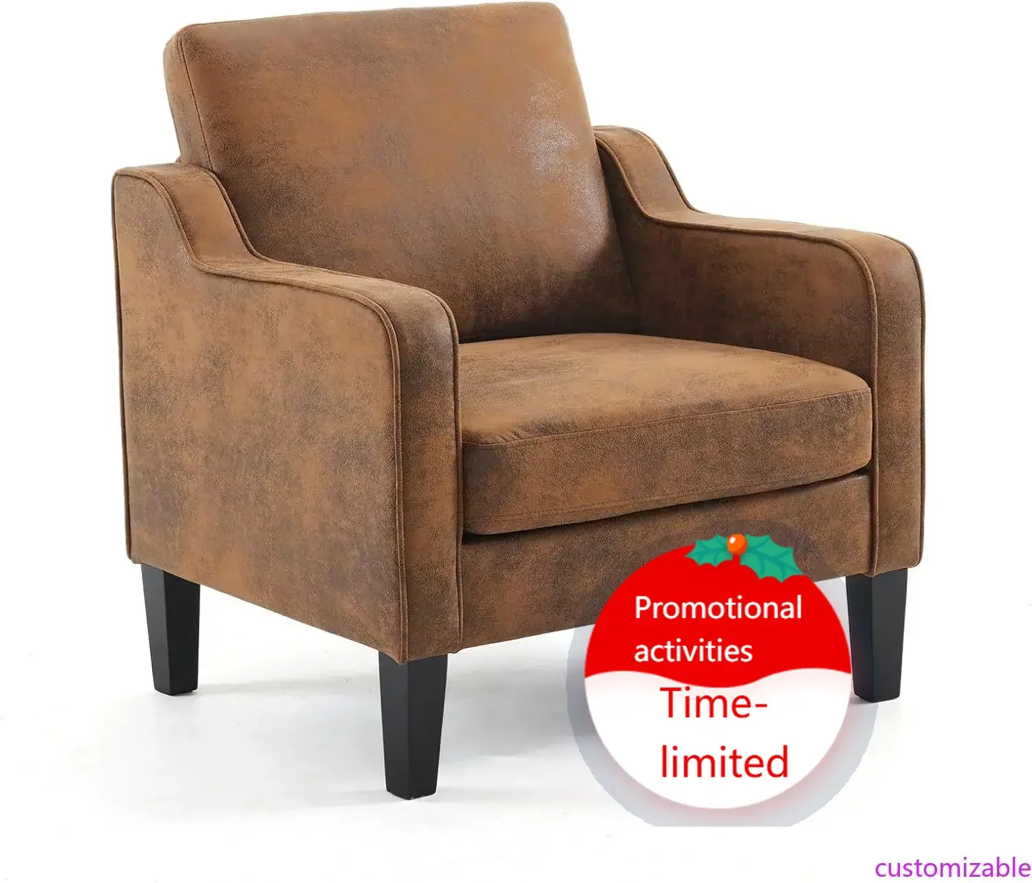 

Кресло-акцент для гостиной, деревенское кресло для чтения в спальне, кресло с изогнутыми подлокотниками в стиле середины века