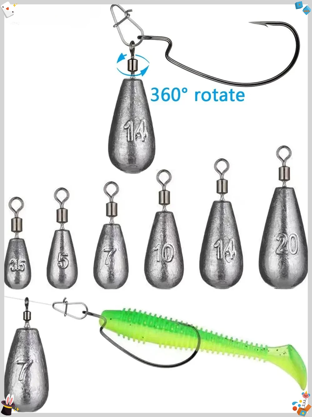 10 قطعة/الوحدة الصيد الوزن ثقالة 3.5 جرام 5 جرام 7 جرام 10 جرام 14 جرام 20 جرام قطرة الماء الأوزان الصيد معالجة اكسسوارات #2