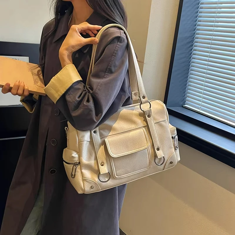 Umhängetasche mit mehreren Taschen, Damen-Einkaufstasche mit großem Fassungsvermögen, lässige Vintage-Tragetasche, leichte, vielseitige Einkaufshandtasche für den Arbeitsweg – Detail 20