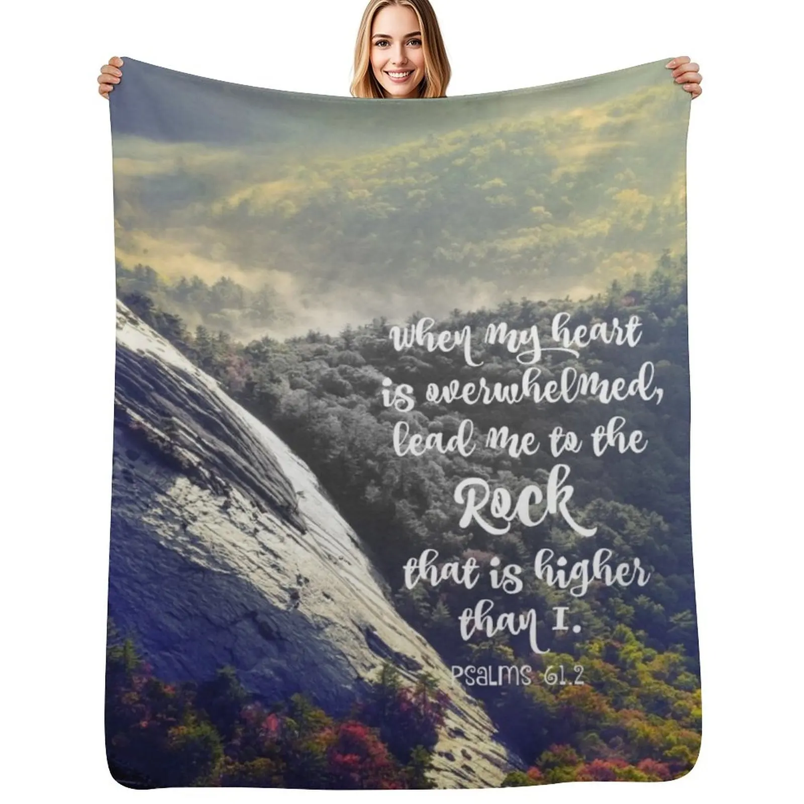 When my Heart is Overwhelmed Bible Verse Throw Blanket Plaid Decorative Beds christmas gifts Decoratives Bed Blankets