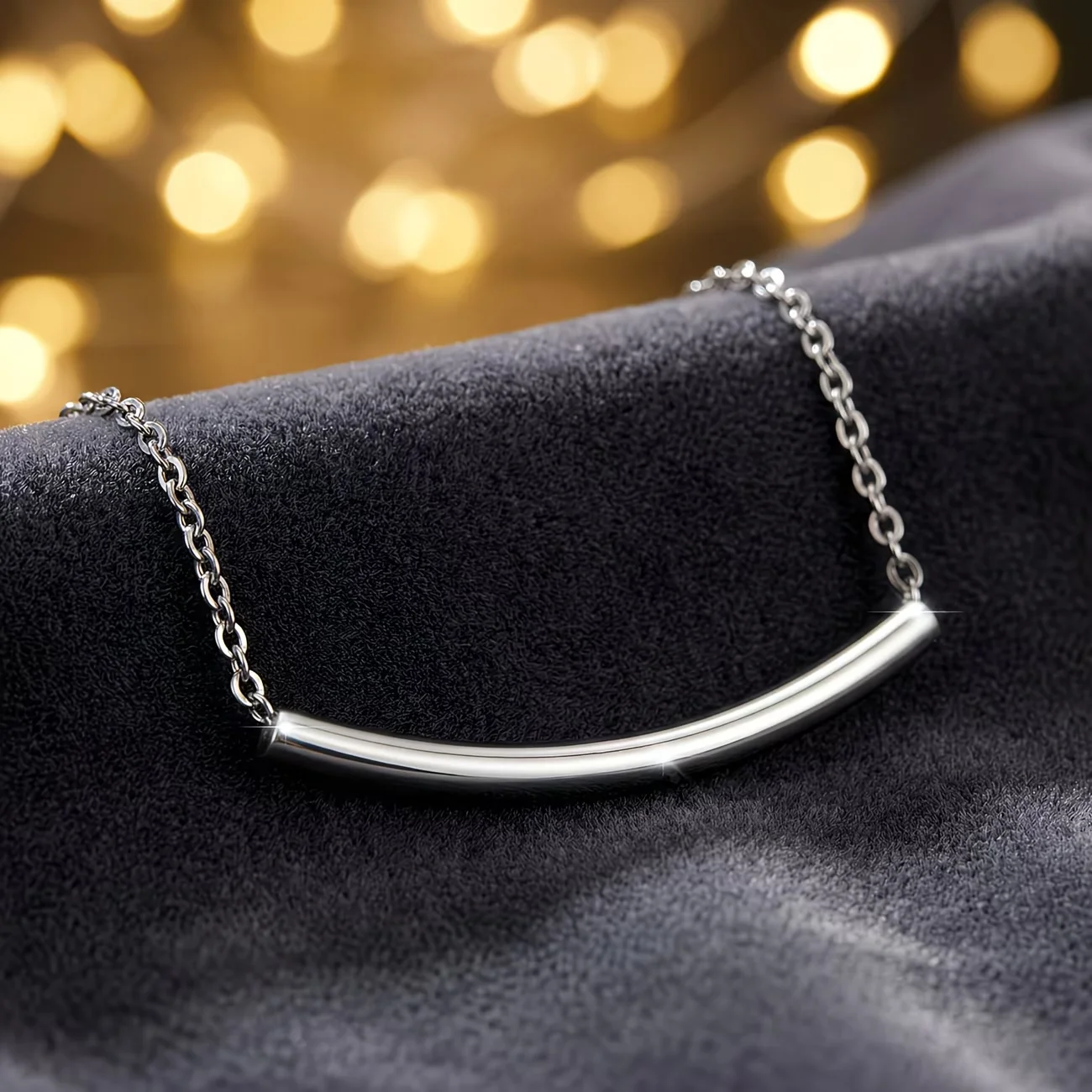 A Minimalist Women'S Smile Necklace Featuring A 316L Stainless Steel Curved Tube Pendant Elegant And Delicate Jewelry view 4