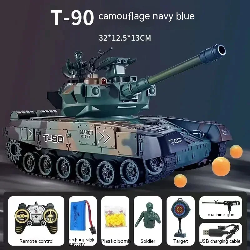 New Wireless RC T60 T90 Tank Remote Control Launch Missiles Battle Game Military Drift Puzzle Toys Boy Color Box Birthday Gift