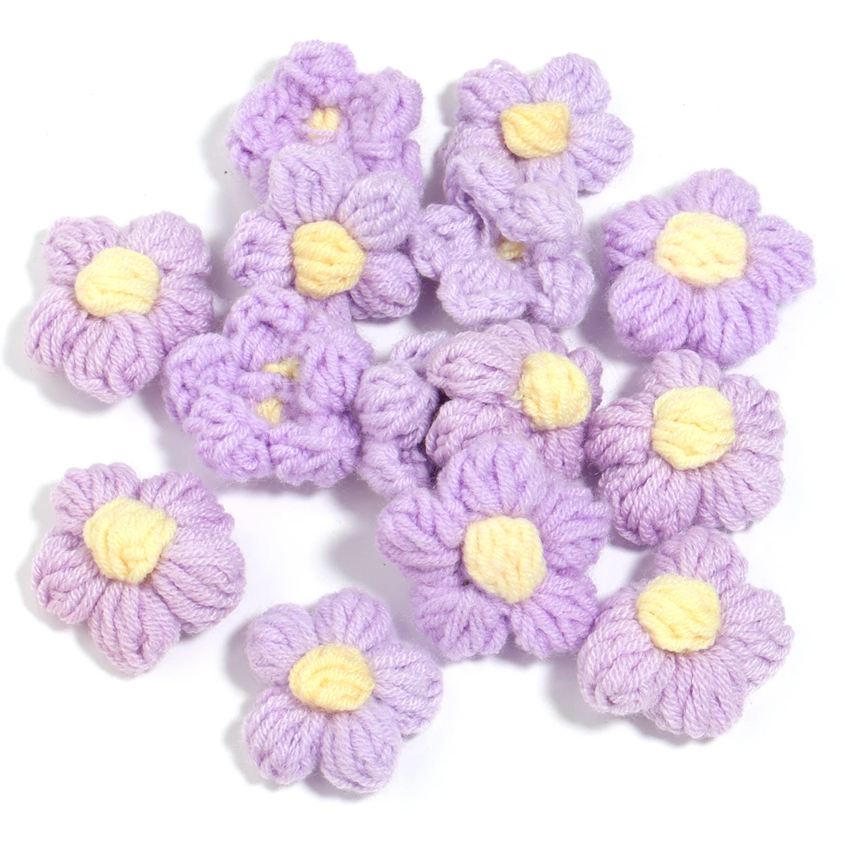 10pcs/lot Milk Cotton Hand knitted Flowers Crocheted Yarn Flowers For DIY Jewelry Hairpin Clothing Bag Decoration Accessories