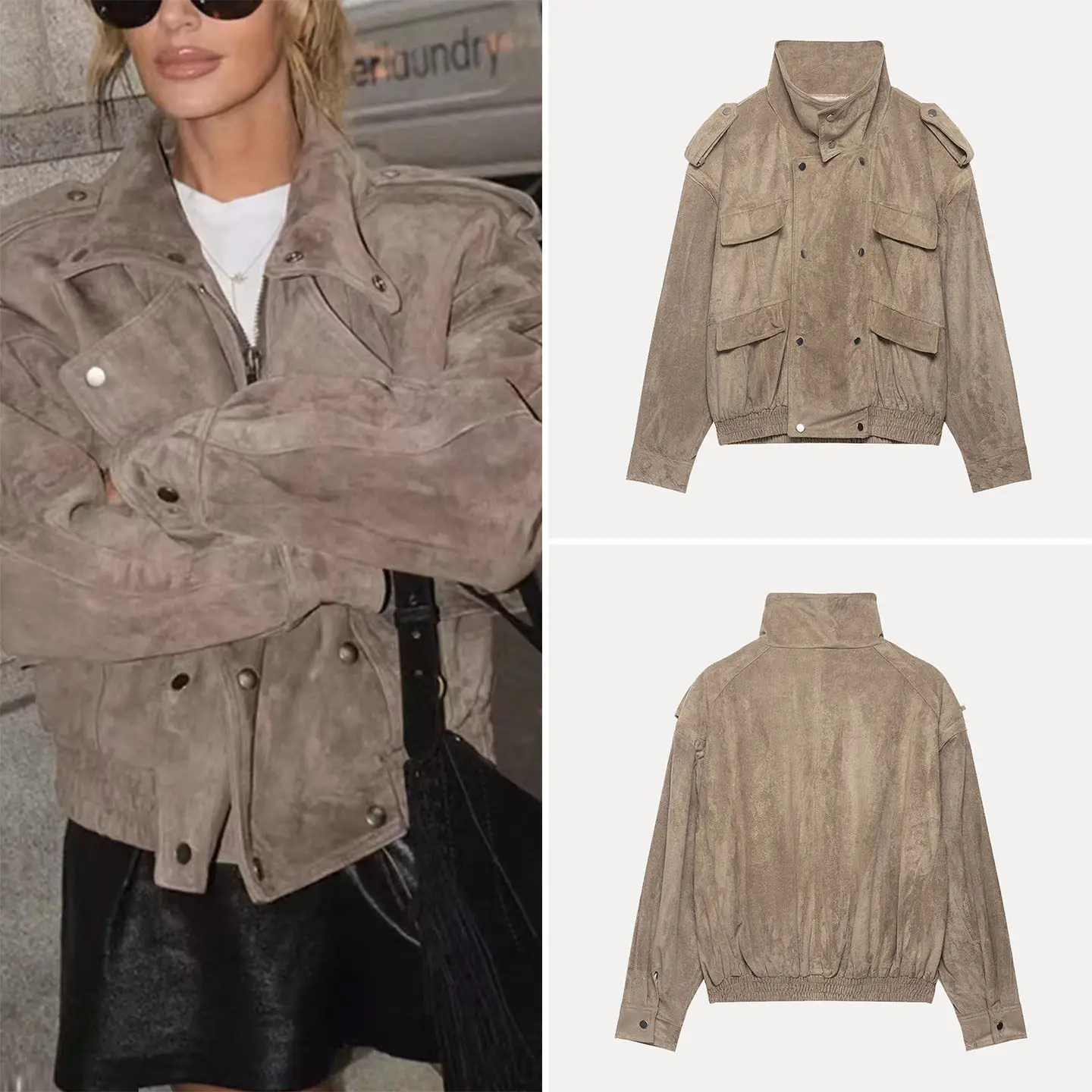 

Fashionable Long Sleeve Stand Collar Double Button Jacket Women's Spring 2026 New Arrival Elegant Personality Outfit Matching
