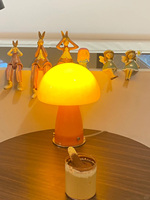 USB Modern LED Bauhaus mushroom stained glass lampshade desk lamp,bedroom bedside Home decoration,Mood lighting,Night table lamp