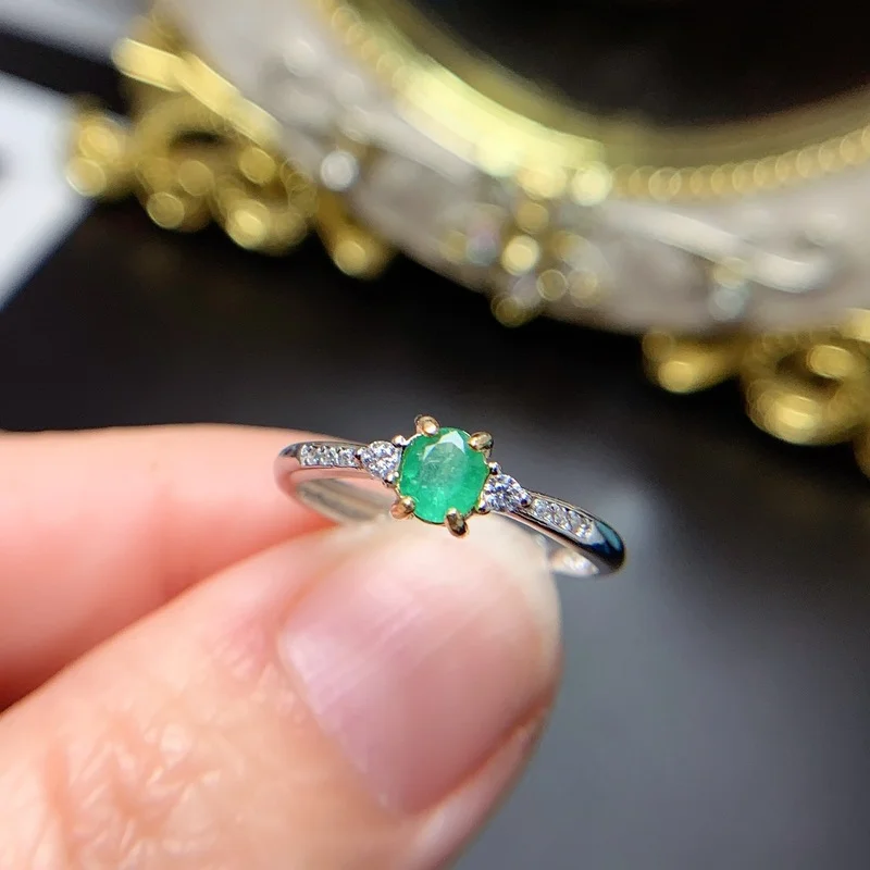 YULEM Natural Emerald 4*5mm  Engagement Rings for Women  Wedding Rings for Couples  Luxury Jewelry